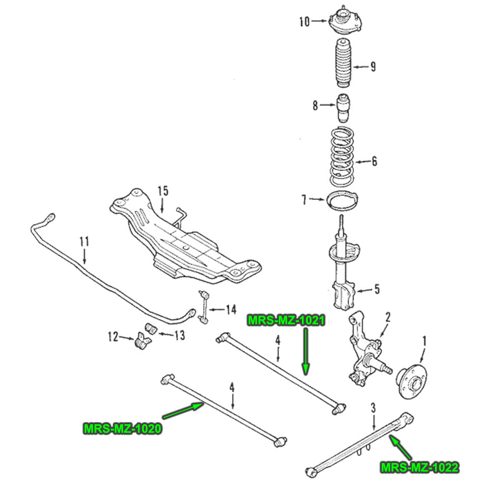 Megan Racing Rear Wheel (Rear) links Control Arm For 98-03 Protege/Protege5 BJ