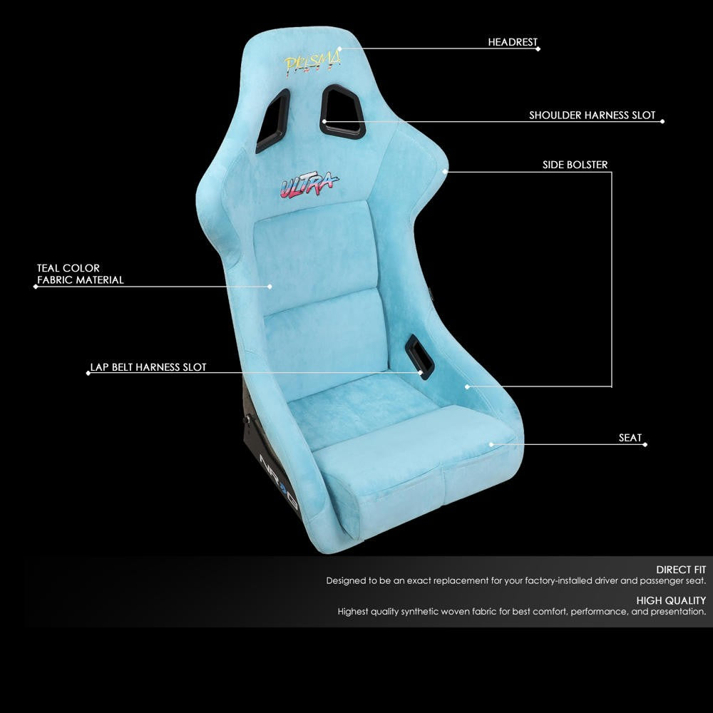 NRG-FRP-302TEAL-ULTRA NRG FRP-302TL-ULTRA Prisma Fixed Back Bucket (Large) Racing Seat Teal/Gold Flake