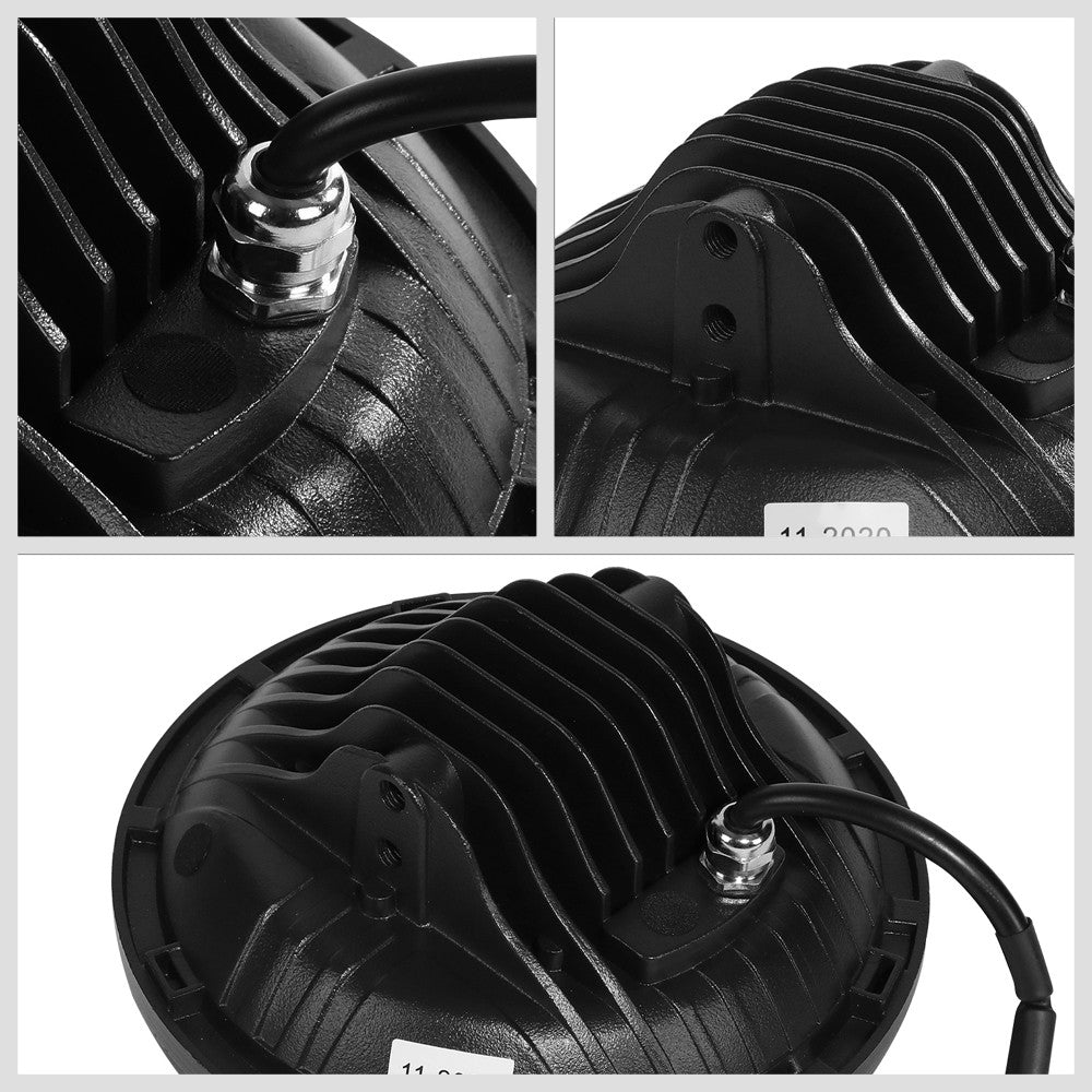 White Halo LED DRL Projector Black Housing Headlight For 18 Wrangler JK