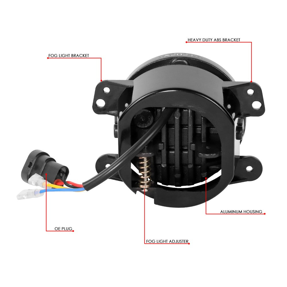 White Amber Halo LED DRL Projector Headlight+Fog Light For 18 Wrangler JK