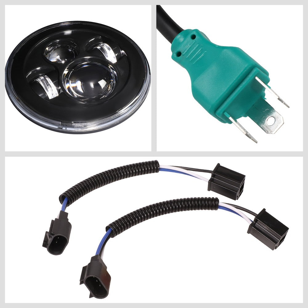 White Amber Halo LED DRL Projector Headlight+Fog Light For 07-17 Wrangler