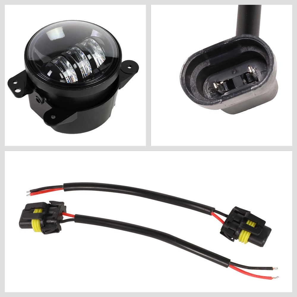 White Amber Halo LED DRL Projector Headlight+Fog Light For 07-17 Wrangler