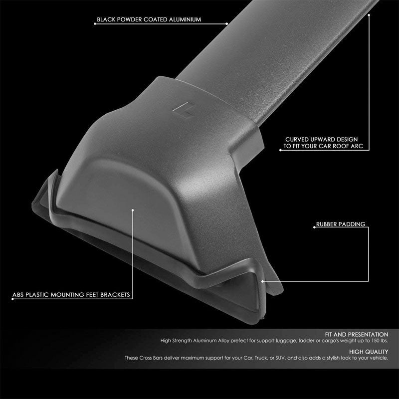 Black Aluminum Bolt-On Bolt-On Top Roof Rack Rail Cross Bar For 16-18 CR-V