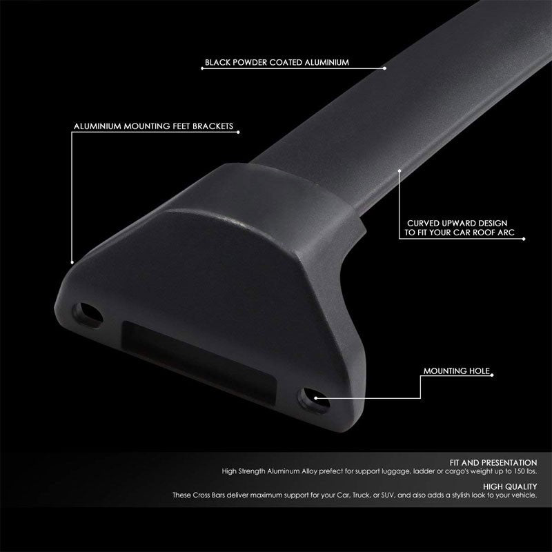 Black Aluminum Bolt-On Bolt-On Top Roof Rack Rail Cross Bar For 14-18 Acura MDX