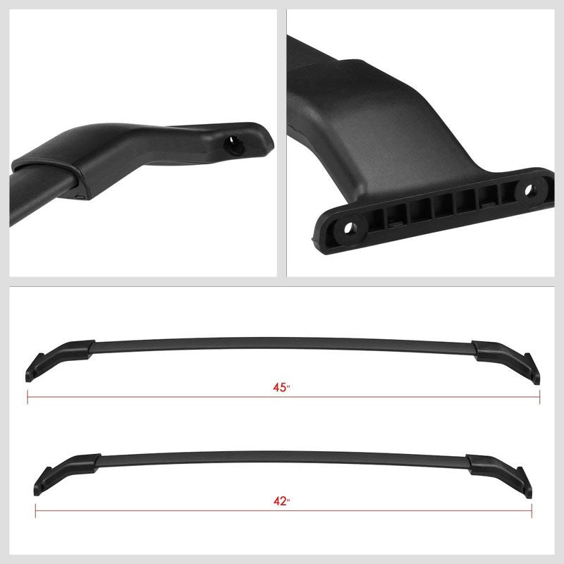 Black Aluminum Bolt-On Bolt-On Top Roof Rack Rail Cross Bar For 11-17 Odyssey