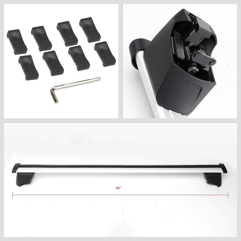 Silver Aluminum Bolt-On Bolt-On Top Roof Rack Rail Cross Bar For 09-16 Audi Q5