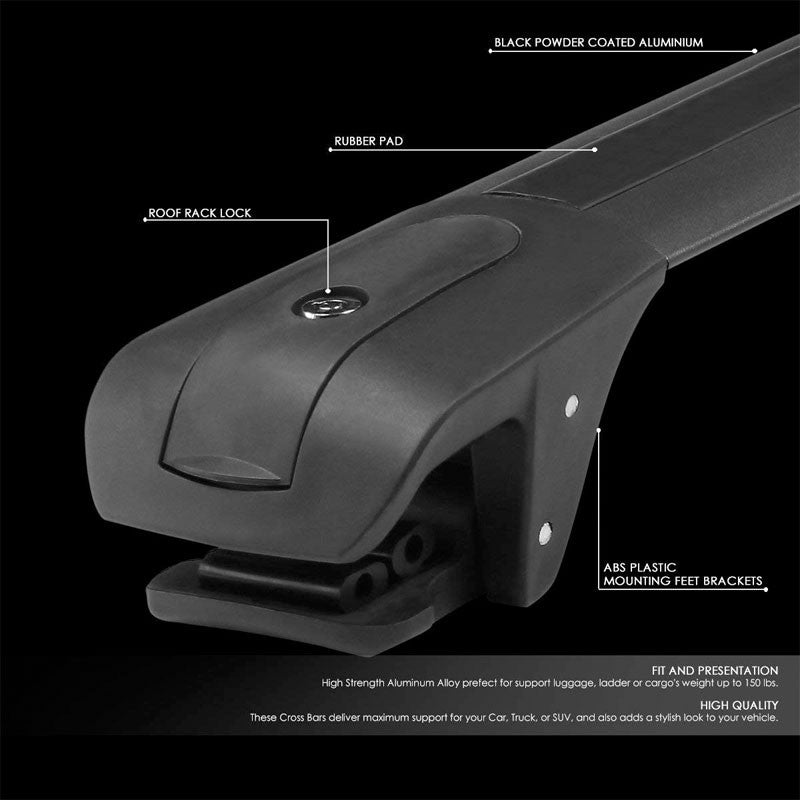 Black Aluminum Bar 0.75" T/1.5" W Top Roof Rack Rail Cross Bar For SUV/Car/VAN