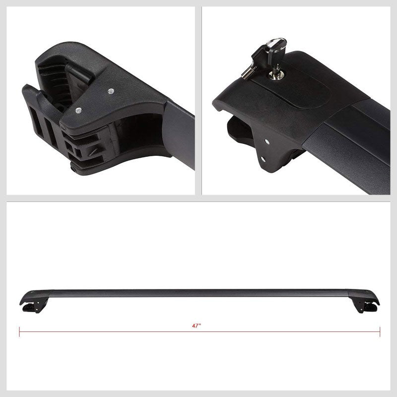 Black Aluminum Bar 0.75" T/1.5" W Top Roof Rack Rail Cross Bar For SUV/Car/VAN