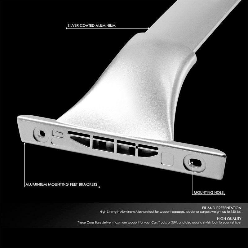 Silver Aluminum Bolt-On Bolt-On Top Roof Rack Rail Cross Bar For 14-18 Rogue