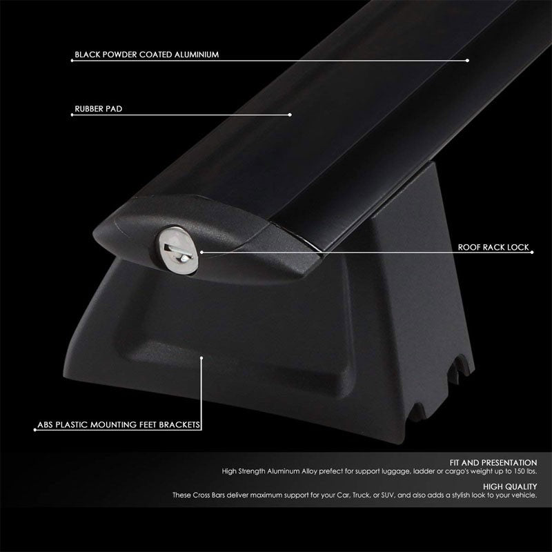 Black Aluminum Bolt-On Top Roof Rack Rail Cross Bar For 11-18 Grand Cherokee