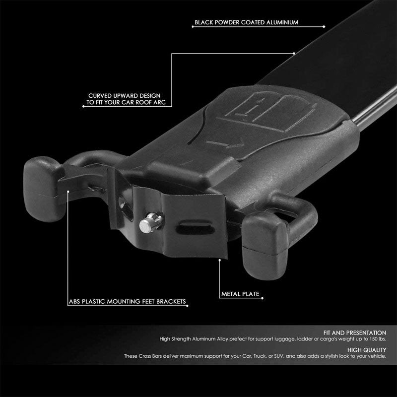 Black Aluminum Bolt-On Bolt-On Top Roof Rack Rail Cross Bar For 10-17 Equinox