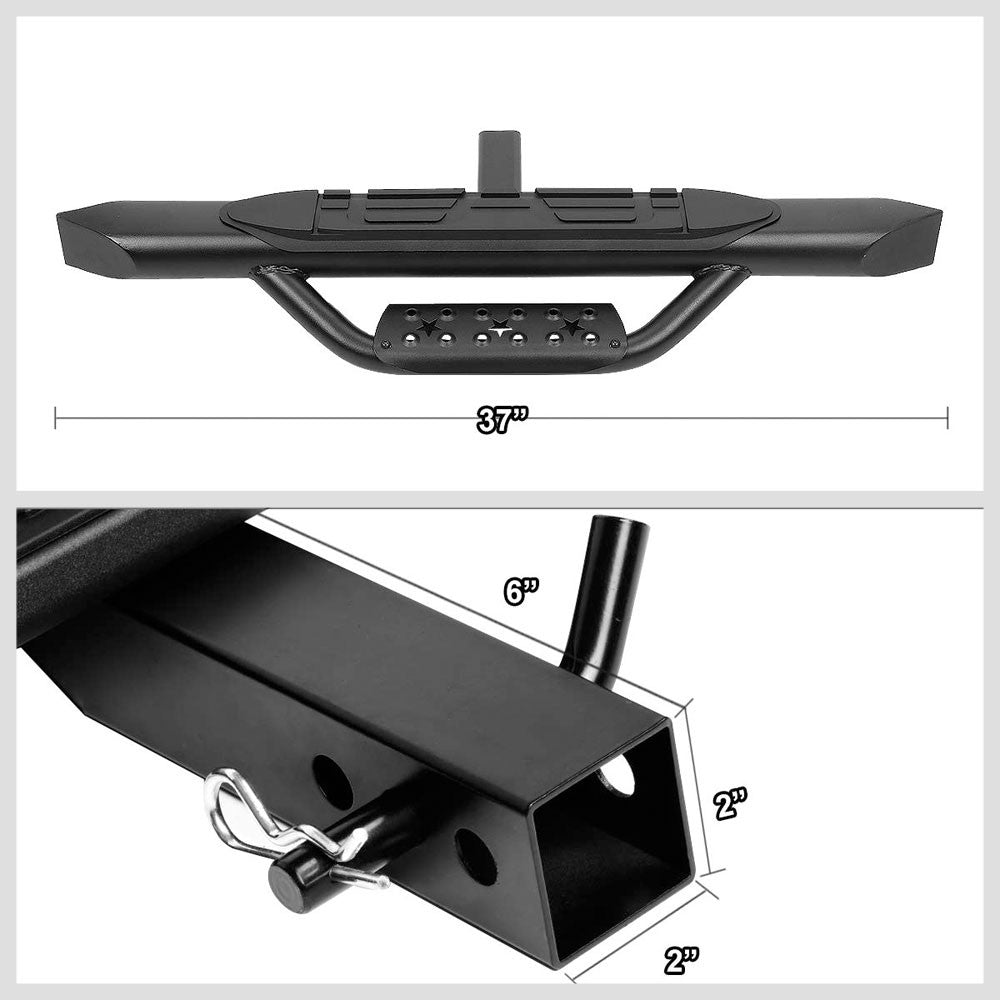 36.5"Long/3.75" OD Oval V-Cut Heavy Duty Hitch Step Bar Black For 2" Receiver