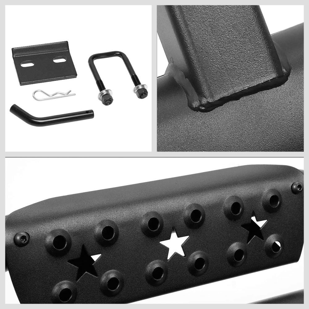 36.5"Long/3.75" OD Oval V-Cut Heavy Duty Hitch Step Bar Black For 2" Receiver