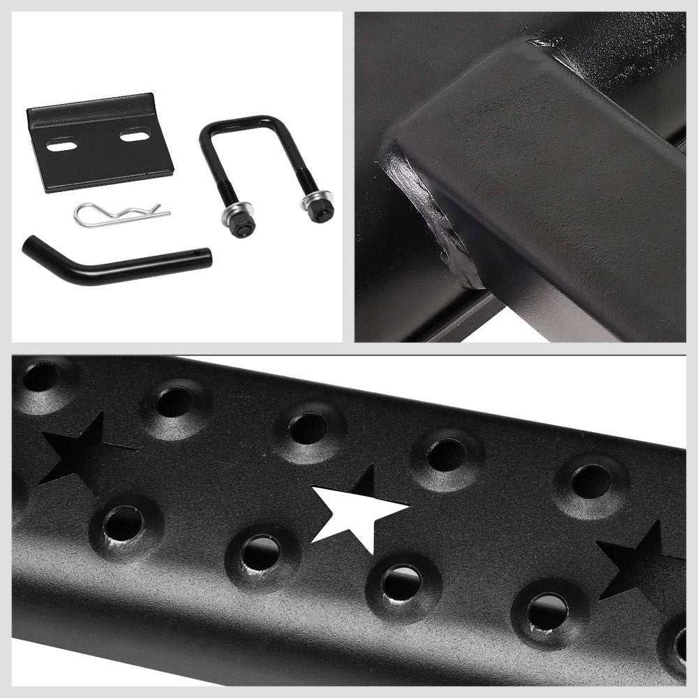 36.5"Long/3.75" OD Oval 45D-Cut Heavy Duty Hitch Step Bar Black For 2" Receiver