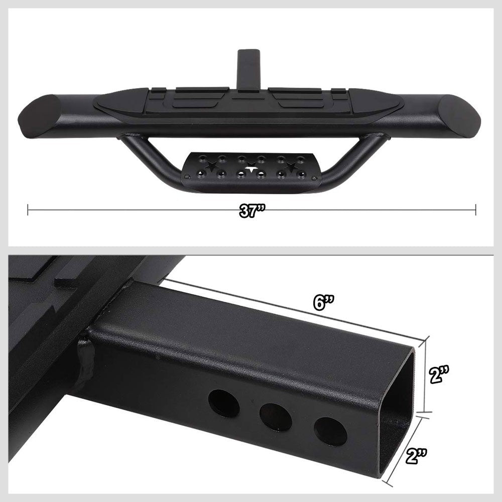 36.5" Long Heavy Duty Oval Bar Black Rear Truck Hitch Step For 2" Receiver