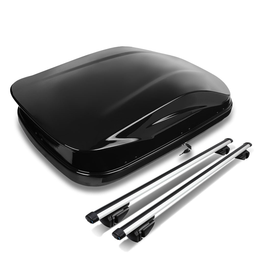 Black Aluminum/ABS Plastic Adjustable Cross Bar Cargo Storage Chest Roof Box