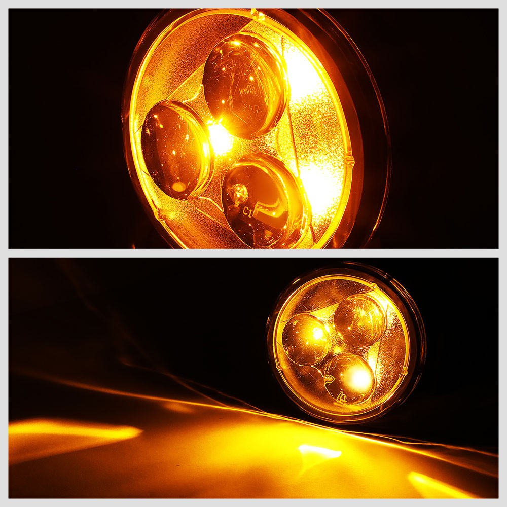 Amber Lens Front Round LED Turn Signal Bumper Light For 07-18 Jeep Wrangler JK