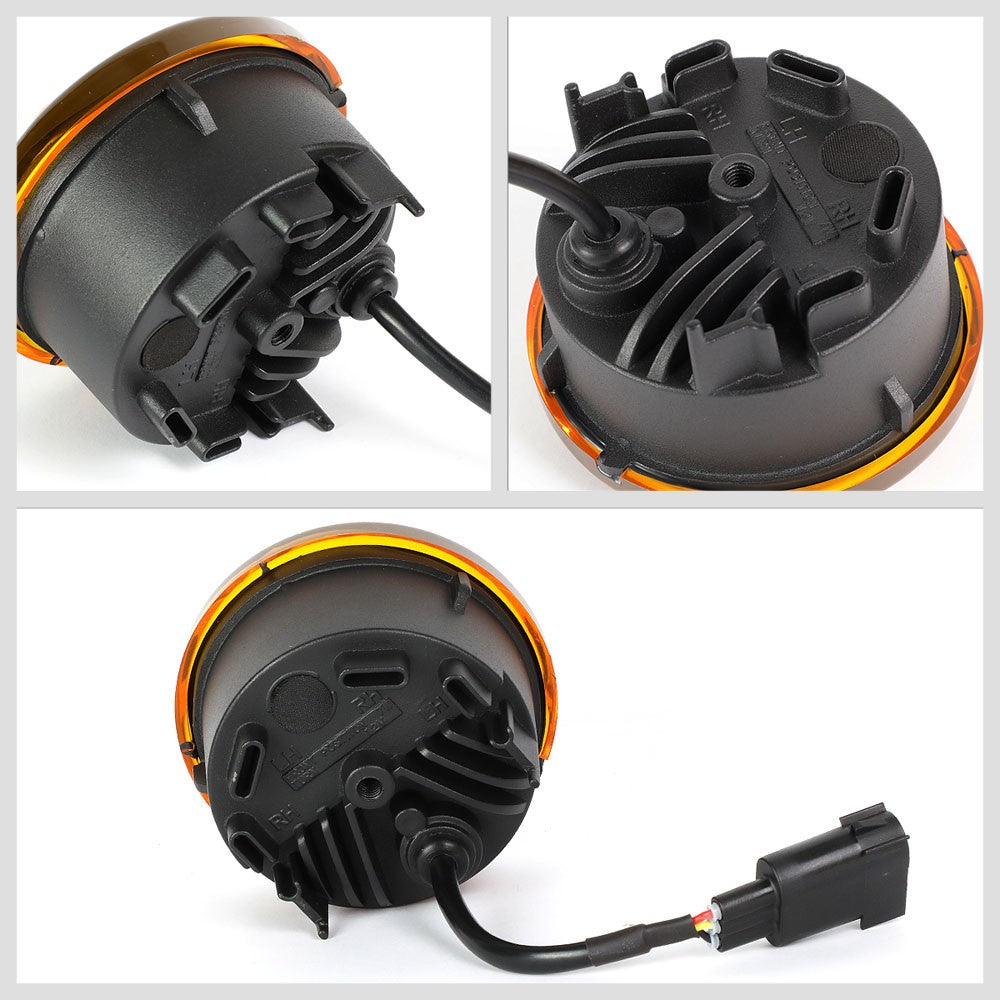 Amber Lens Front Round LED Turn Signal Bumper Light For 07-18 Jeep Wrangler JK