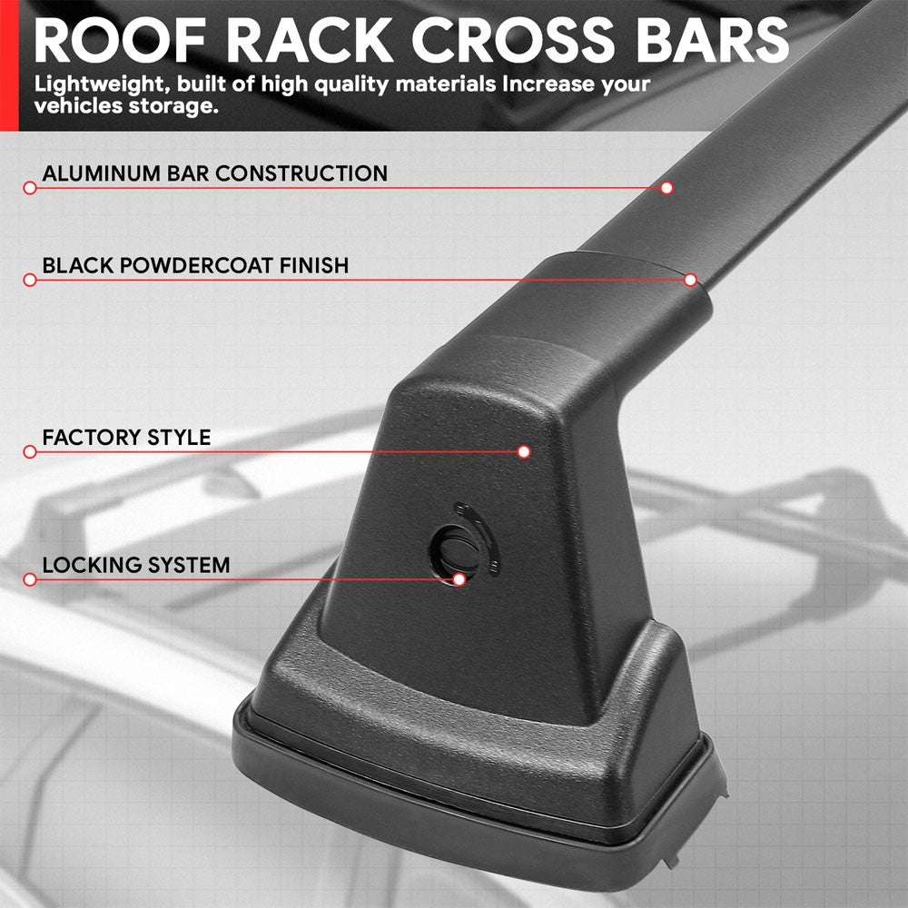 2X Aluminum Black Roof Rack Rail Crossbar (OE Style) For 20+ Kia Soul (SK3)