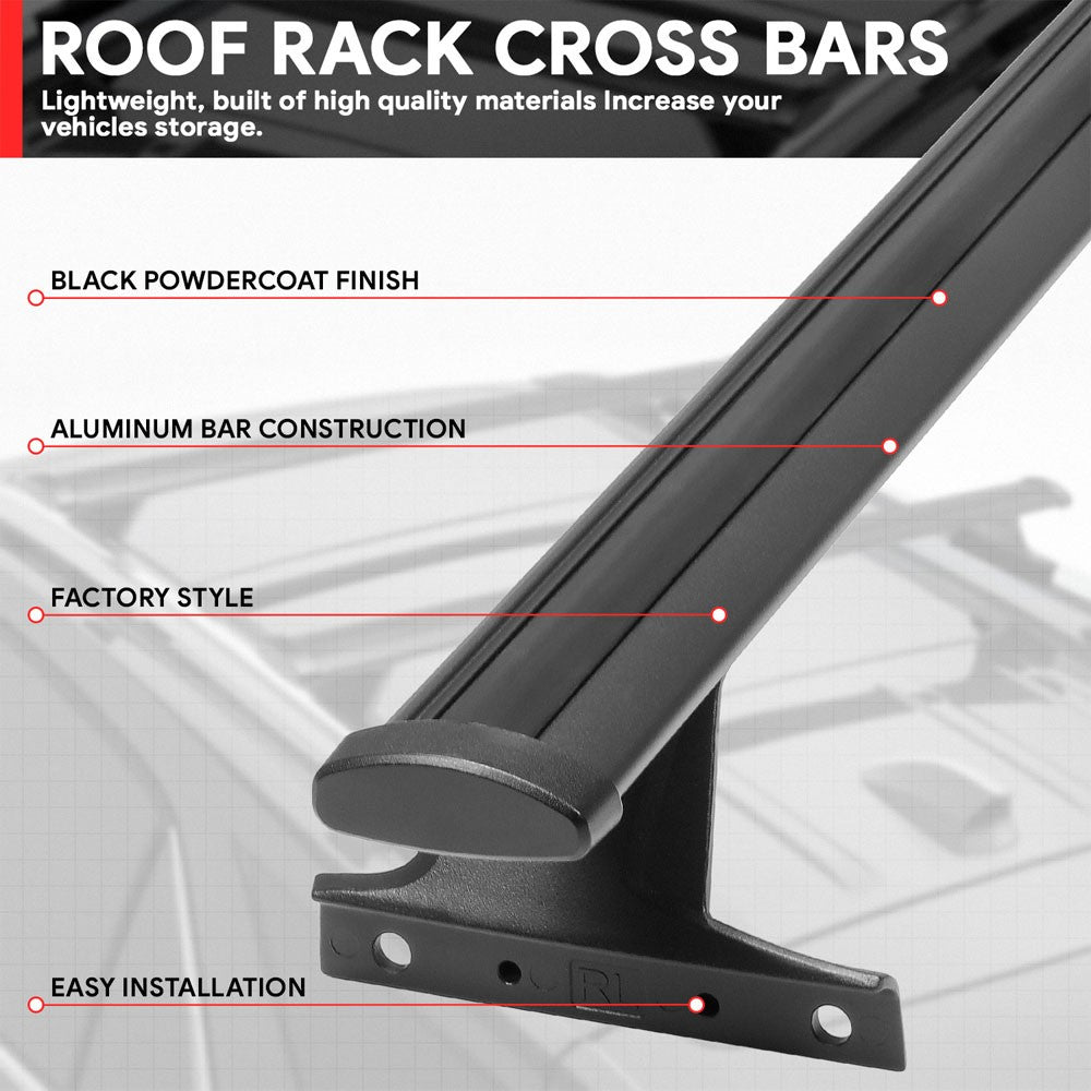 2X Aluminum Black Roof Rack Rail Crossbar (OE Style) For 18-24 Equinox/Terrain