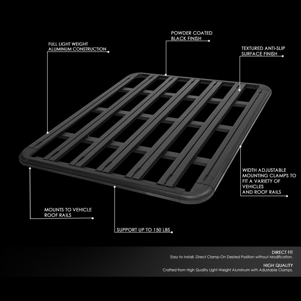 60" x 48" Black Universal Roof Top Pallet Board Style Aluminum Cargo Carrier