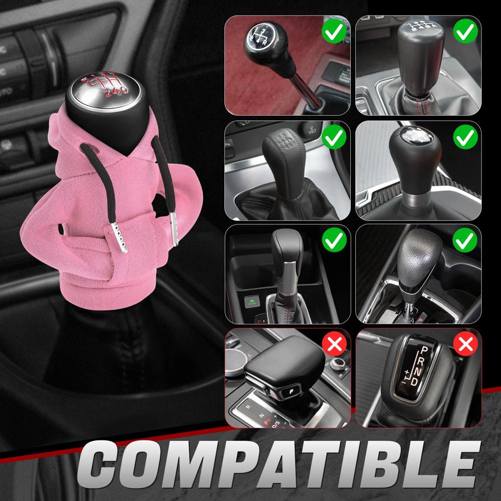 BFC-STKBC-HOOD-PK Universal Pink 5.2" X 4.5" Hoodie Style Shift Knob Cover Protector 2.2" DIA