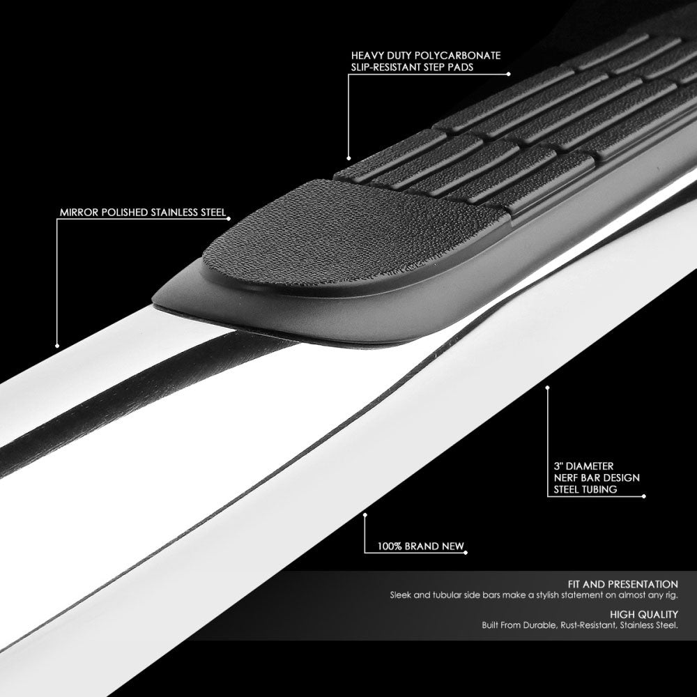 Curved End Metal Running Board Nerf Bar For 99-14 Silverado GMT800/900 Crew Cab