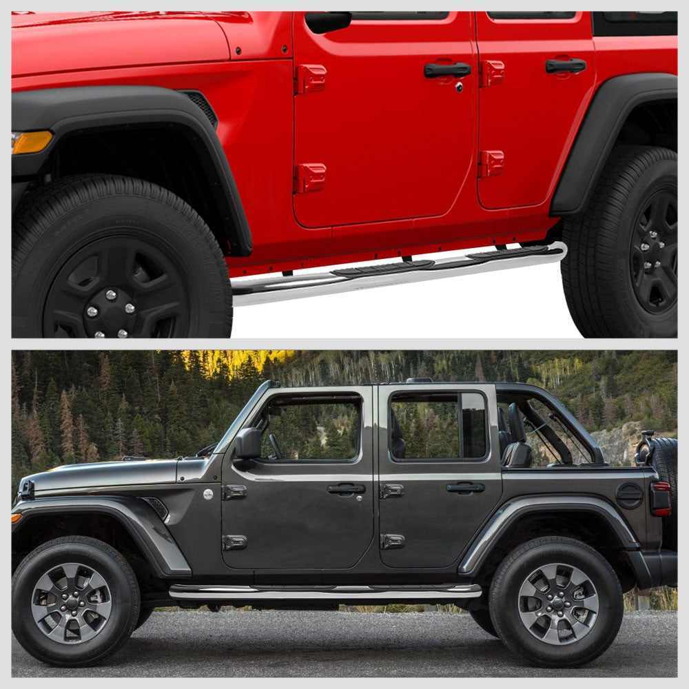 Curved End Metal Running Board Nerf Bar For 18+ Jeep Wrangler JL 4Dr Unlimited