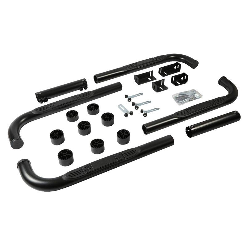 90 Bend End Black Running Board Nerf Bar Adjustable Extended Cab and Crew Cab