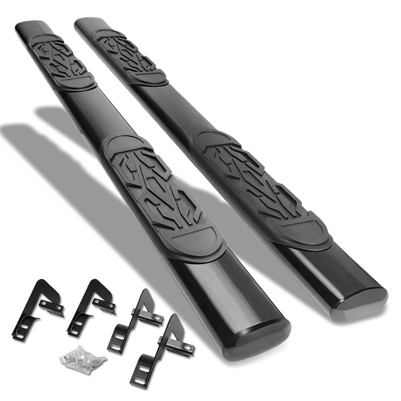 Straight Oval Tubular Black Running Board Nerf Bar For 01-03 Ford F-150 Crew Cab
