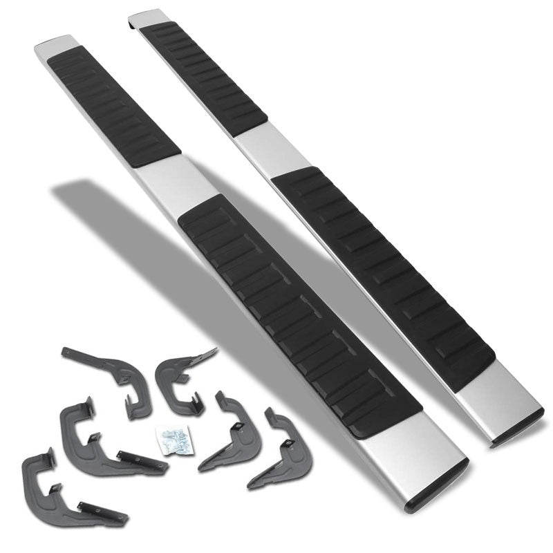 Flat Board Slant Metal Running Board Nerf Bar For 07-18 Sierra 1500 Extended Cab