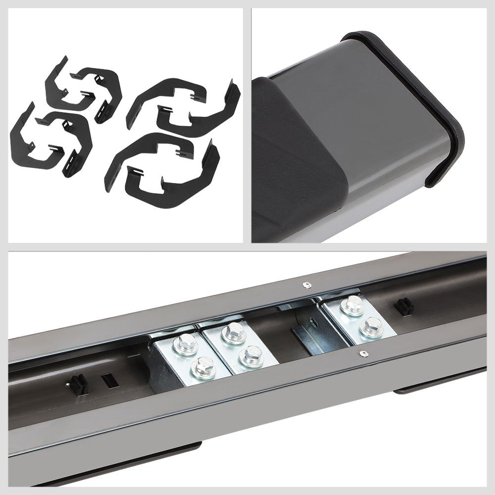 Flat Board Slant Black Running Board Nerf Bar For 07-18 Silverado 1500 Crew Cab