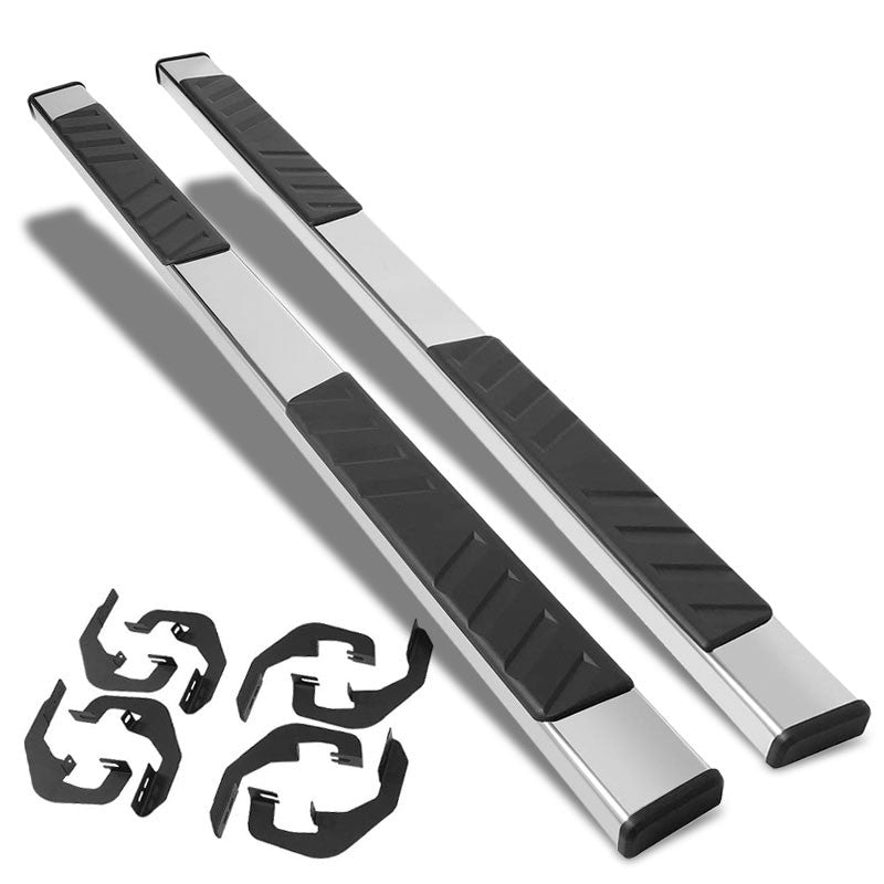 Flat Board Slant Metal Running Board Nerf Bar For 07-18 Silverado 1500 Crew Cab