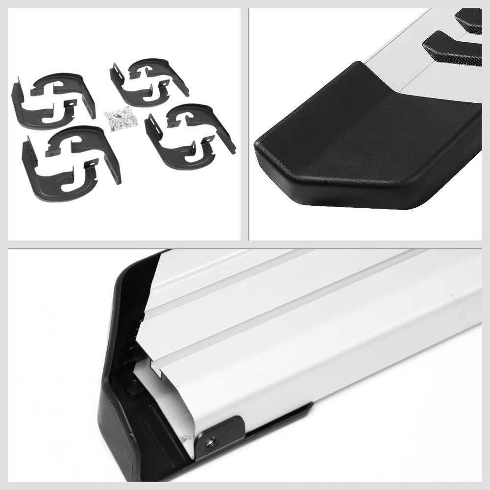 Extruded Flat Black/Silver Running Board Nerf Bar For 04-14 Ford F-150 Crew Cab