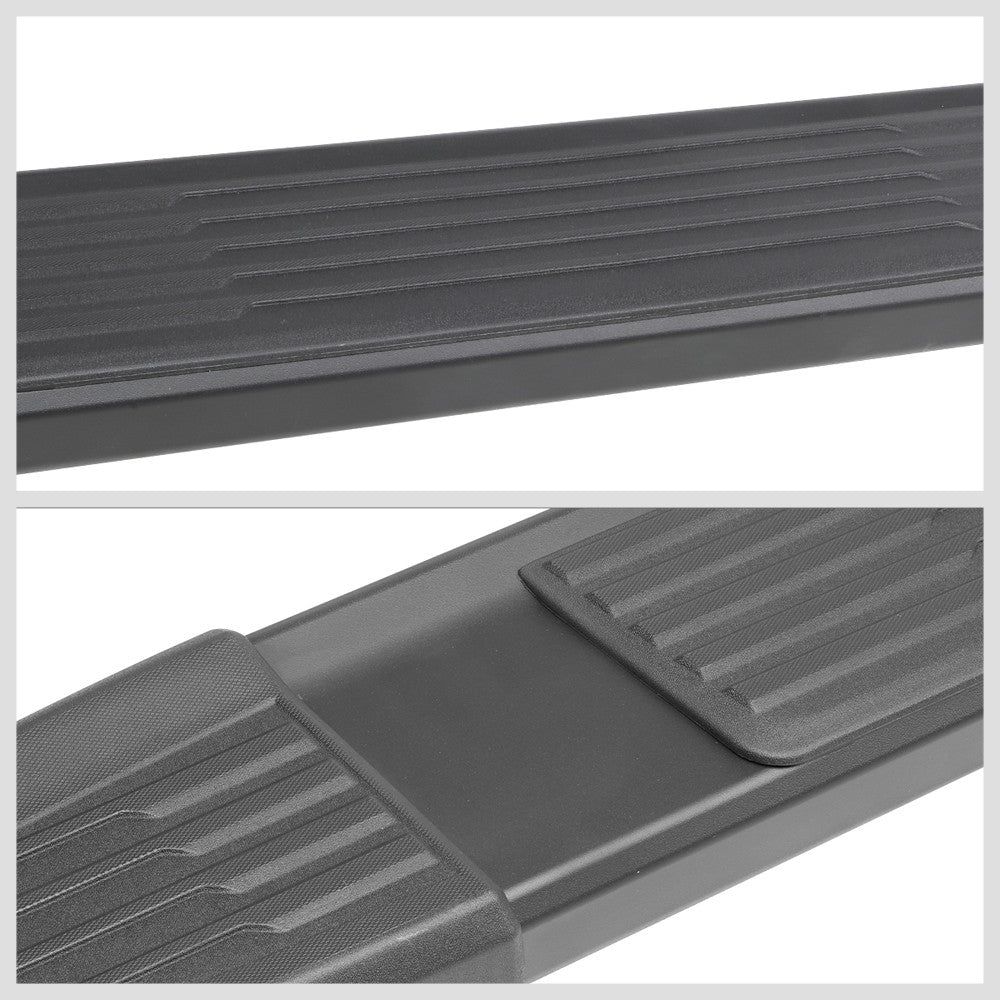 Flat Step/5.25Cap Black Running Board Nerf Bar For 07-18 Silverado 1500 Crew Cab