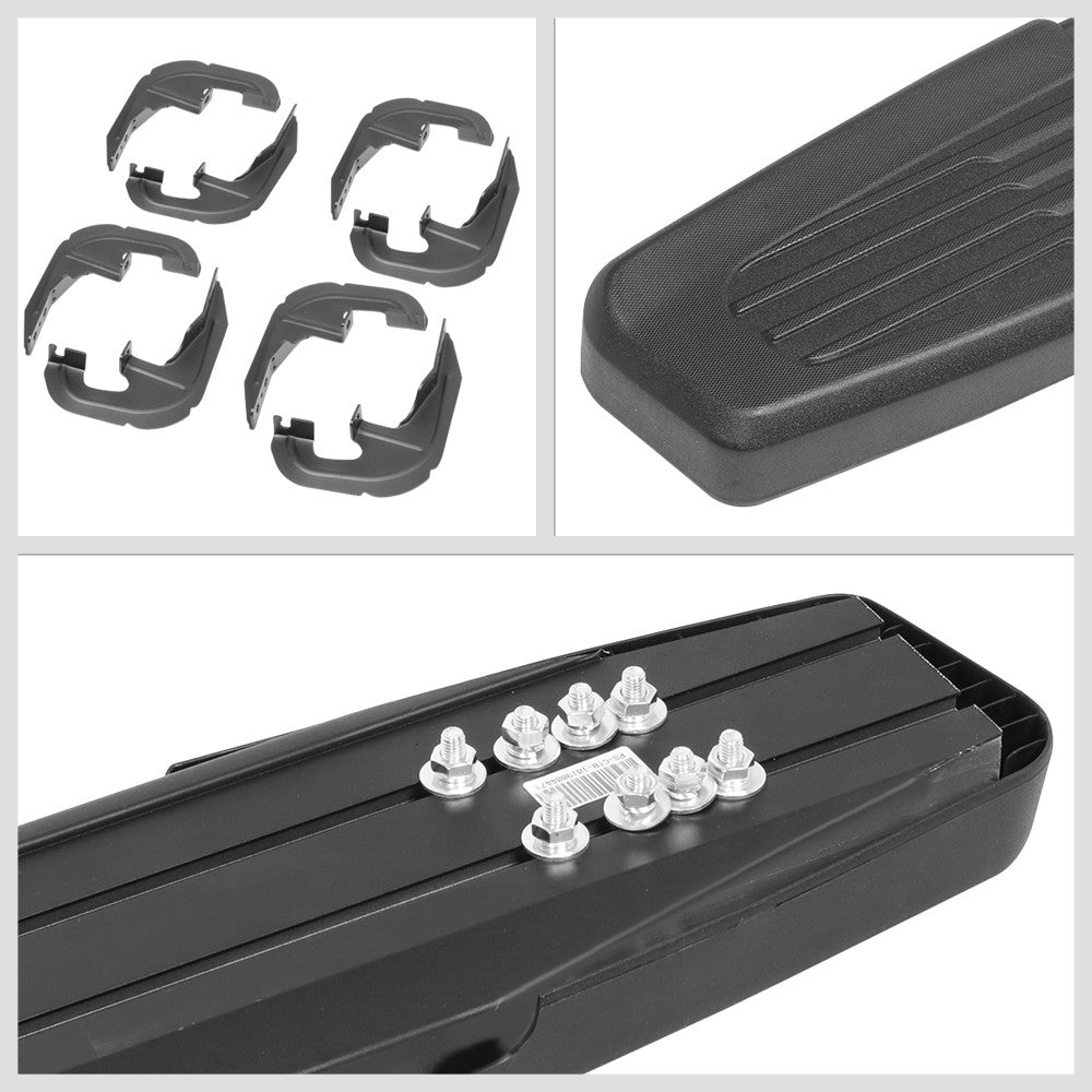 Flat Step/5.25Cap Black Running Board Nerf Bar For 07-18 Silverado 1500 Crew Cab