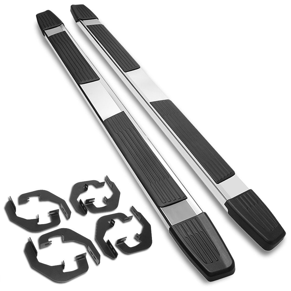 Flat Step/5.25Cap Metal Running Board Nerf Bar For 07-18 Silverado 1500 Crew Cab