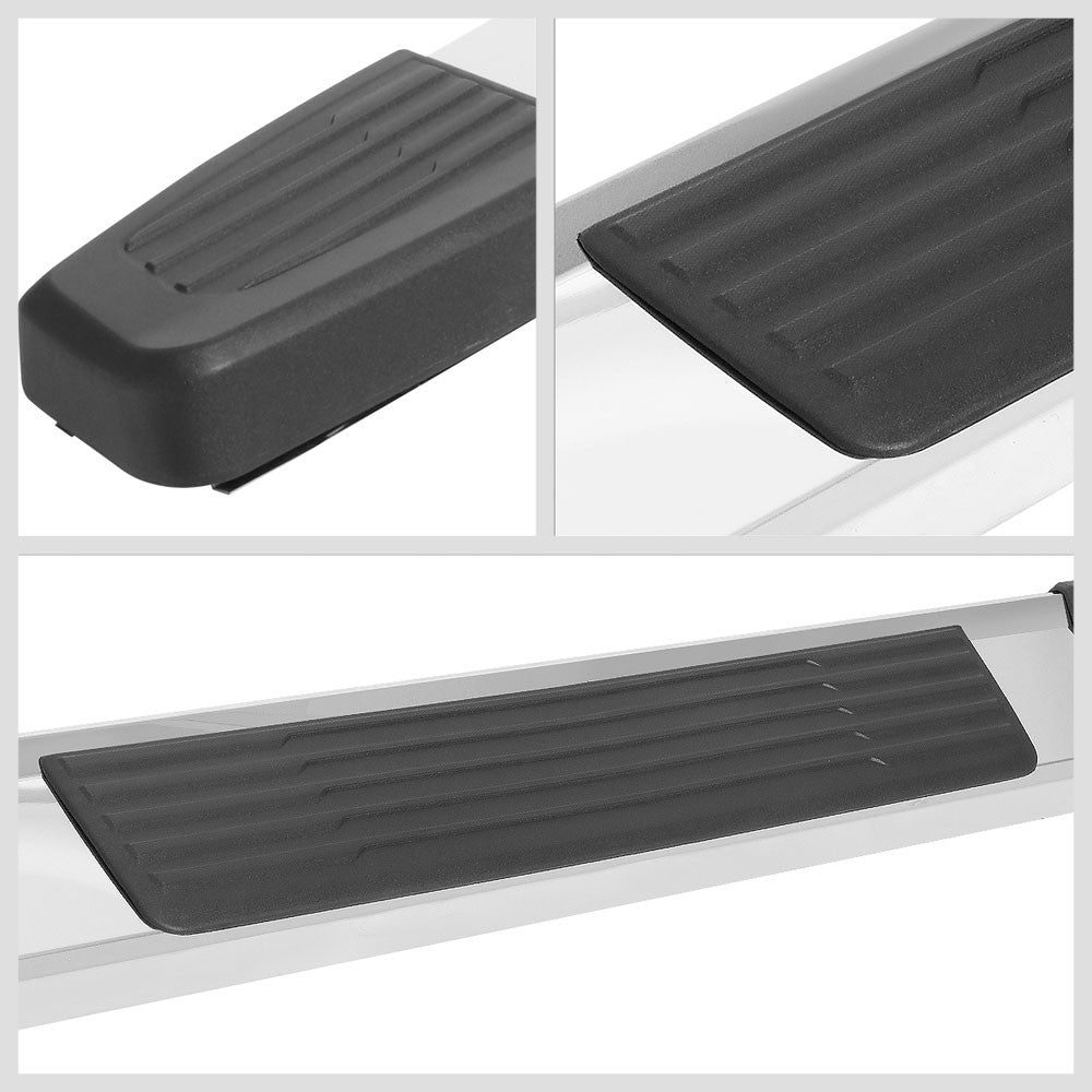 Flat Step/5.25Cap Metal Running Board Nerf Bar For 07-18 Silverado 1500 Crew Cab