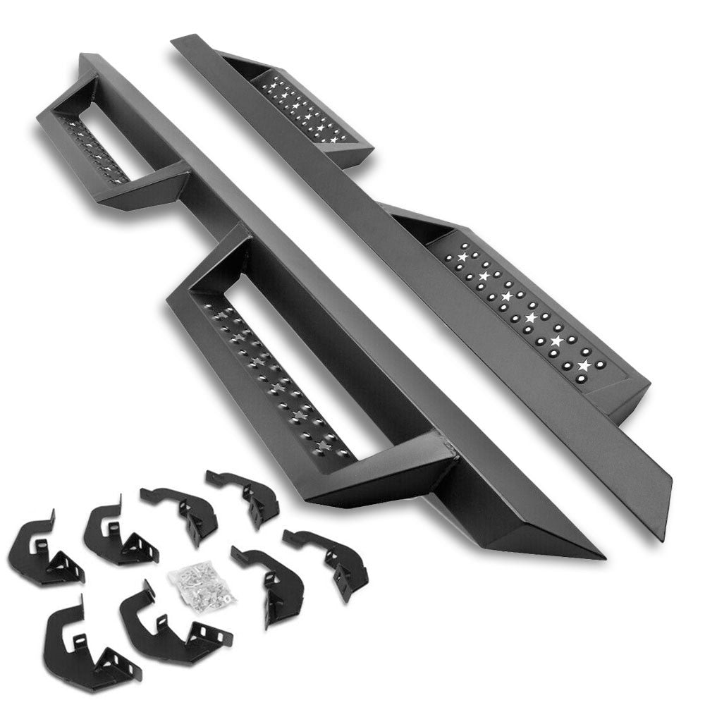 Square/Lower Cleat BLK Running Board Nerf Bar For 07-18 Silverado 1500 Crew Cab