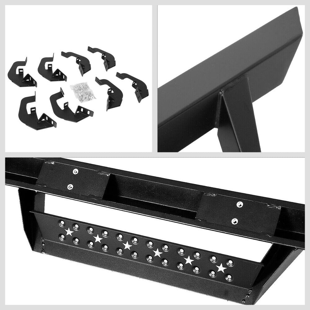 Square/Lower Cleat BLK Running Board Nerf Bar For 07-18 Silverado 1500 Crew Cab