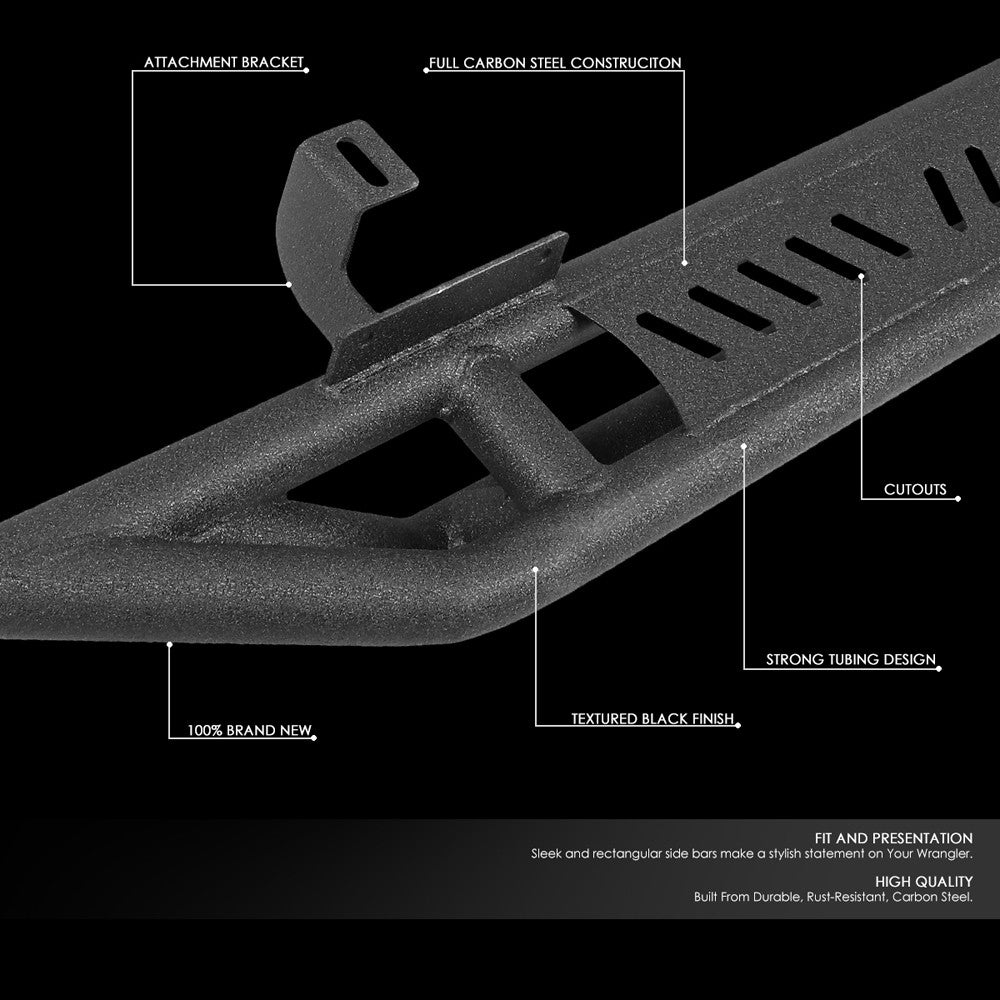 76" Steel Girder Black Running Board Nerf Bar For 18+ Jeep Wrangler JL 4Dr