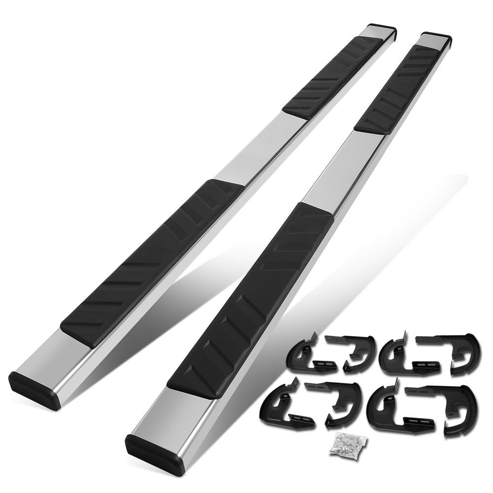 Flat Board Slant Metal Running Board Nerf Bar For 04-14 Ford F-150 Extended Cab