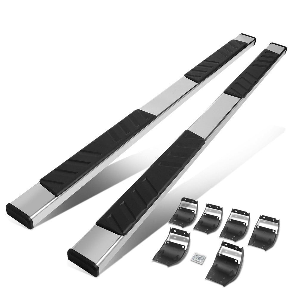 Flat Board Slant Chrome/Black Running Board Nerf Bar For 15+ F-150 Extended Cab