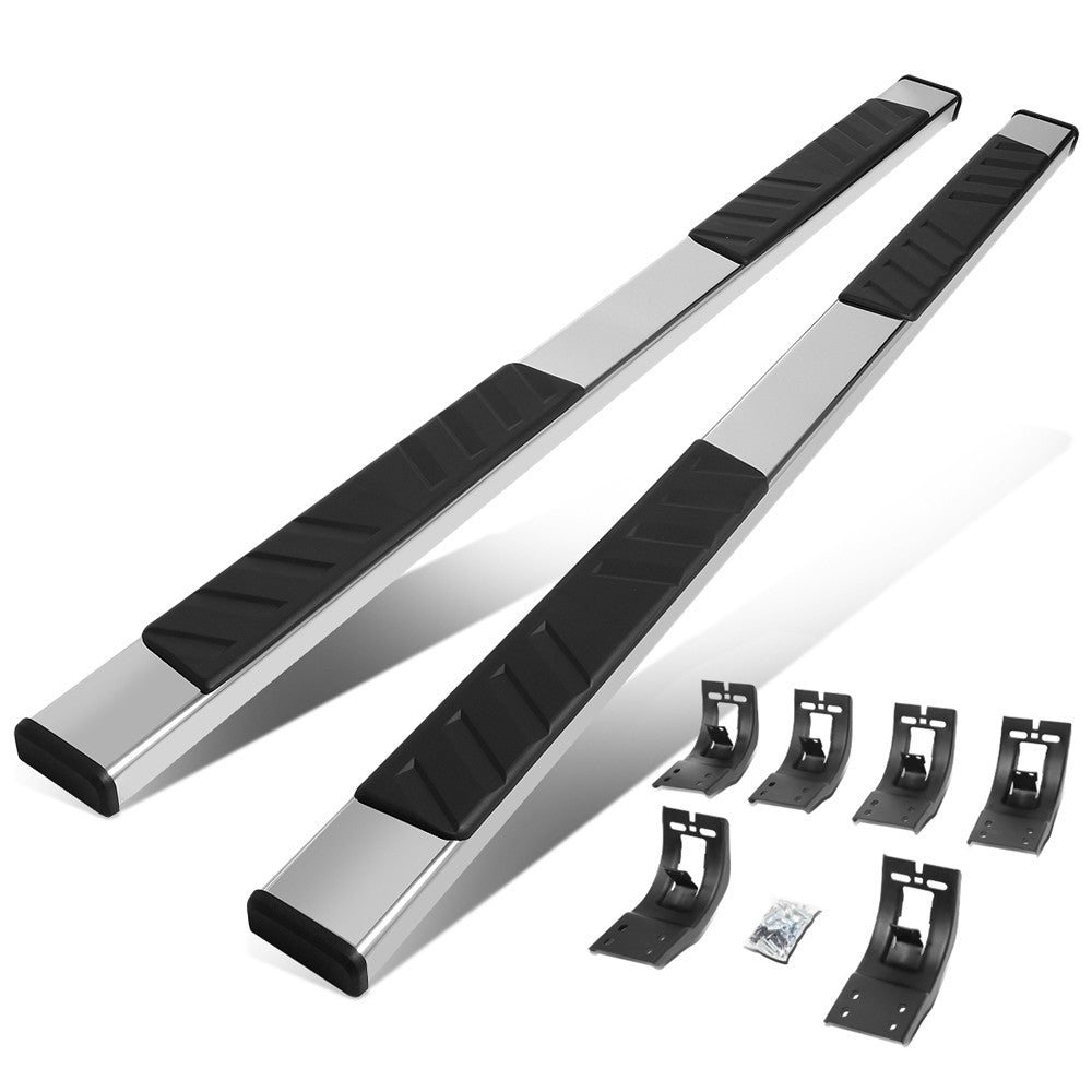 Flat Board Slant V3 Chrome/Black Running Board Nerf Bar For 09-18 Ram Crew Cab