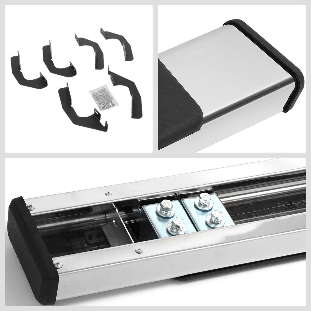 Flat Board Slant Chrome/Black Running Board Nerf Bar For 05-22 Tacoma Crew Cab