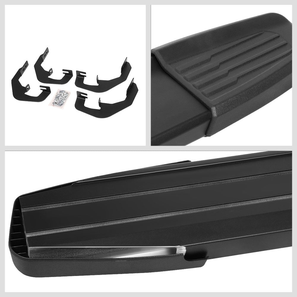 55" Black Straight Running Board For 07-19 Silverado Sierra Standard Cab