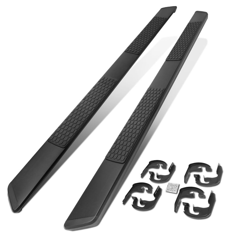 Flat Honeycomb 2 Pad Black Running Board Nerf Bar For 04-14 Ford F-150 Crew Cab