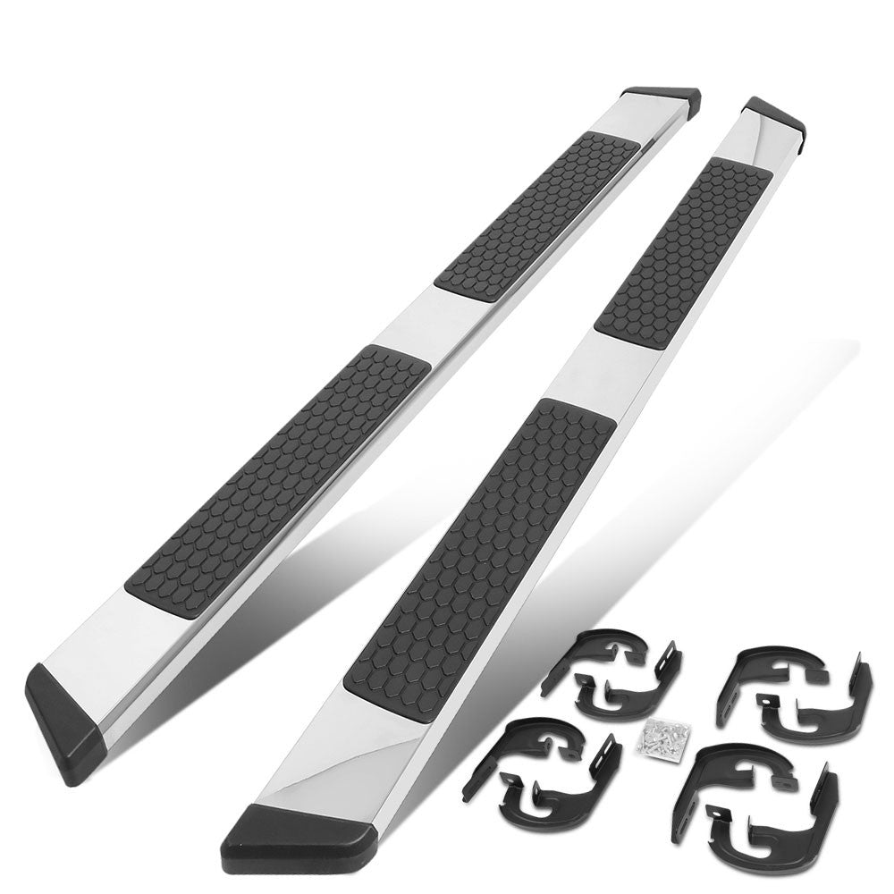 Flat Honeycomb 2 Pad Metal Running Board Nerf Bar For 04-14 Ford F-150 Crew Cab