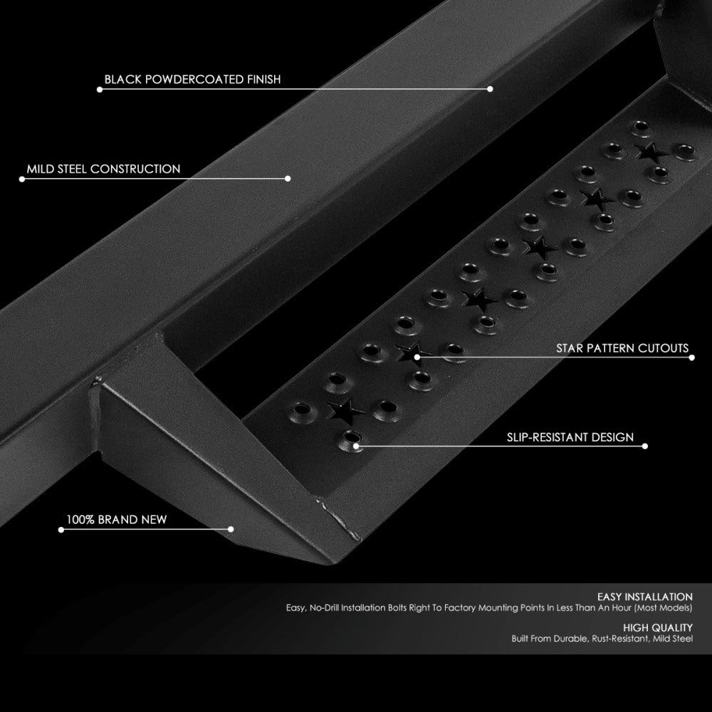 Black Lower Cleat Steps Running Boards For 09+ Ram 1500-3500 Classic Crew Cab