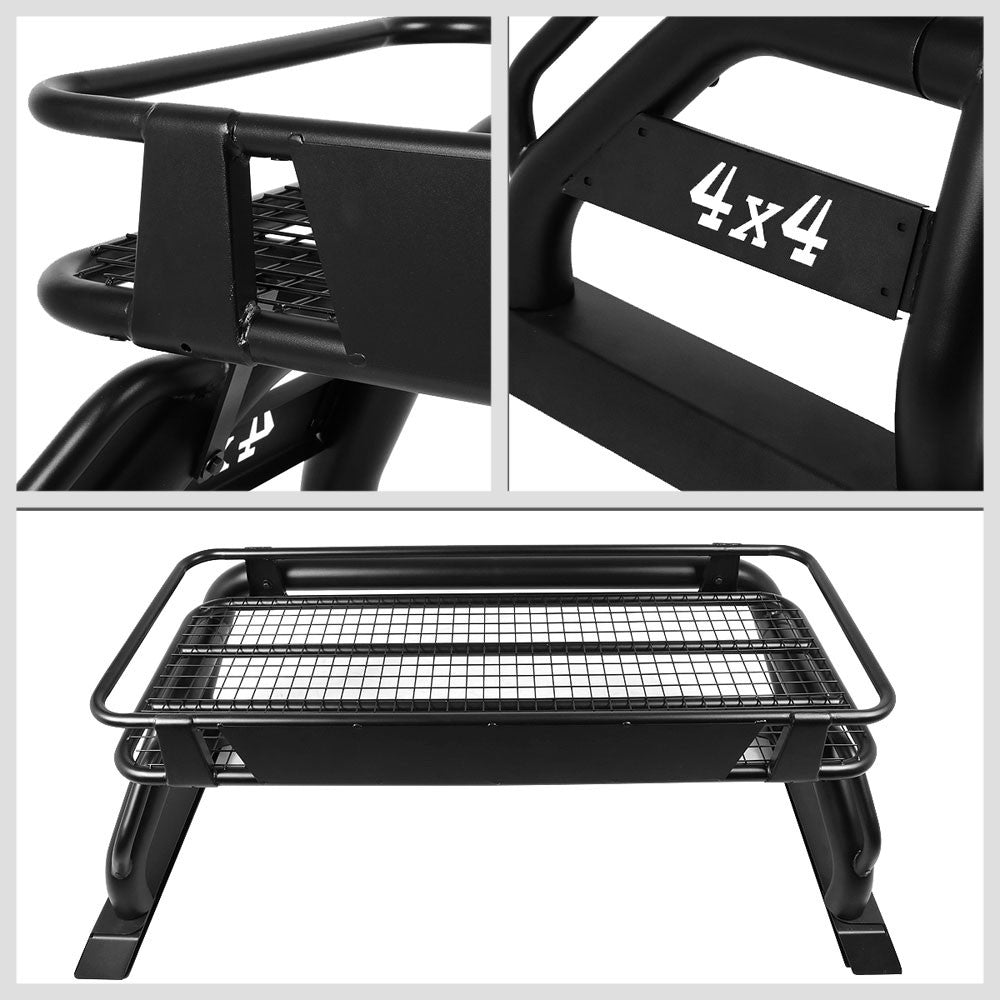 Black Top Roof Rack Luggage Baggage Basket Cargo Carrier+Wind Fairing 49"x36"